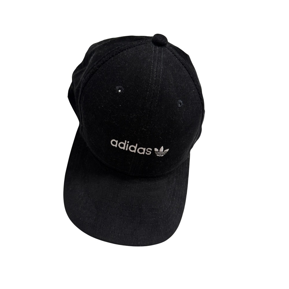 Adidas Originals Black Corduroy Snapback Hat Trefoil Logo RN 90288 OSFM Mens